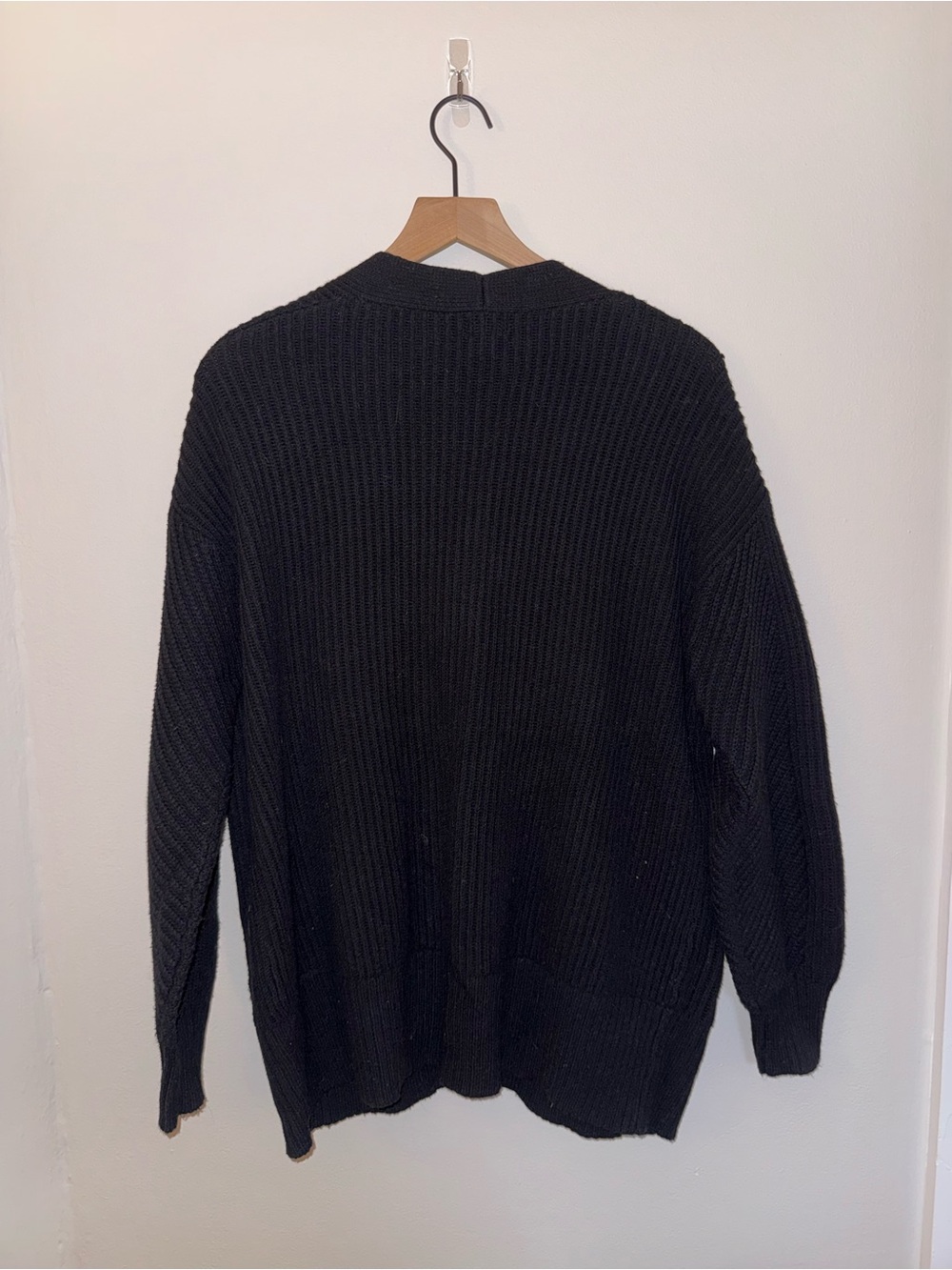 a new day Black Open-Front Ribbed Cardigan with Pockets - Picture 2 of 3